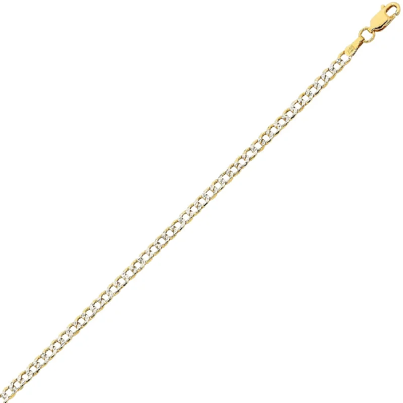 bohemian necklaces for women -9ct Yellow Gold Silver Infused 2 Tone Diamond Cut Curb Necklace 55cm