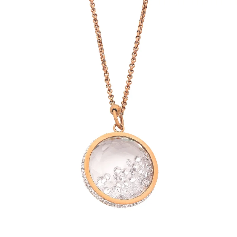 statement pendant necklaces for women -Stainless Steel Rose Crystal Locket Necklace