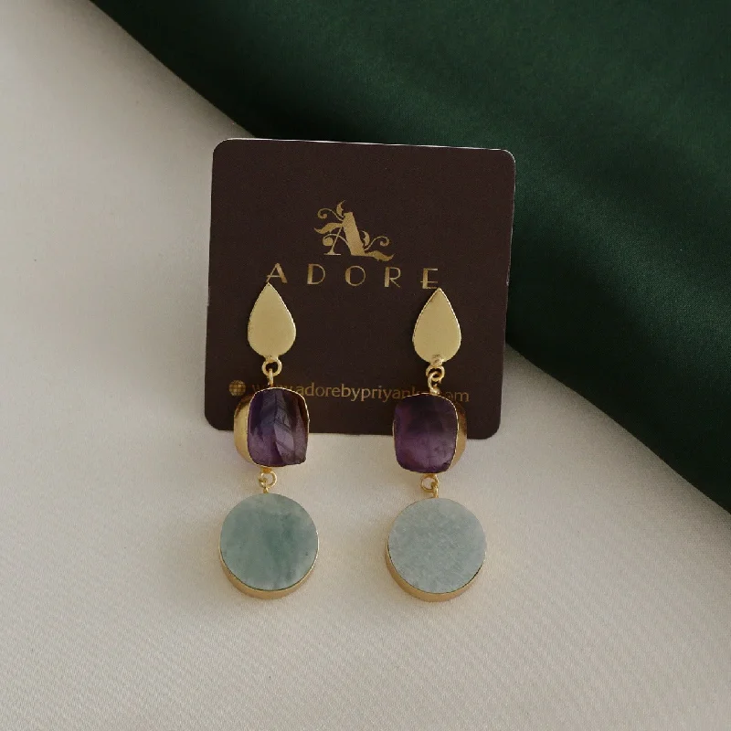 creative earrings for women -Fantasia Raw Stone Earring