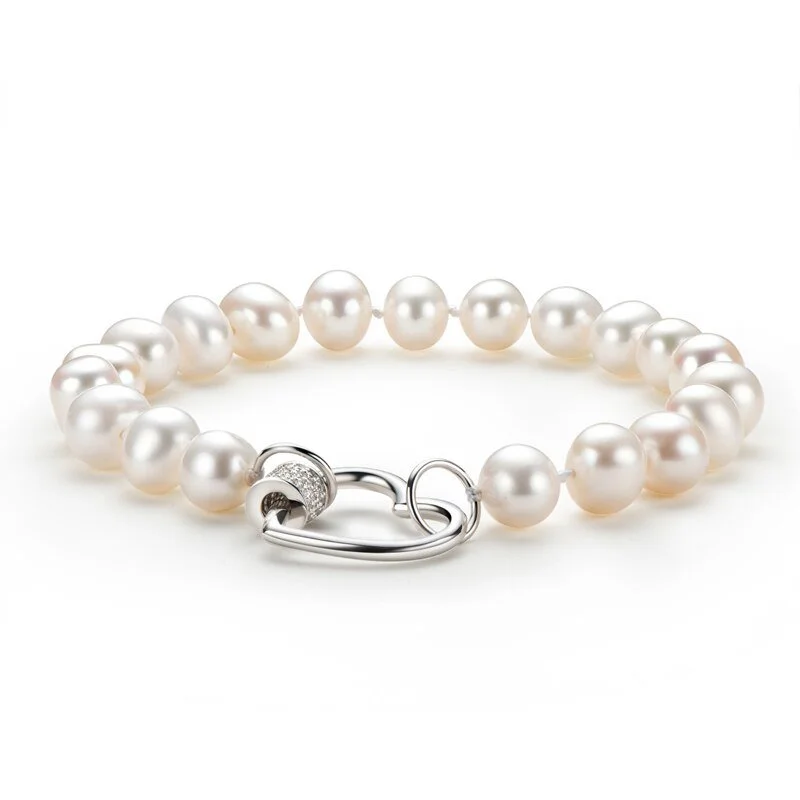 stylish bangles for women -Freshwater Pearl Heart Shape Buckle Bracelet