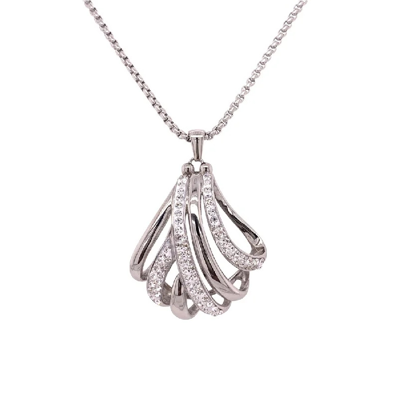 crystal necklaces for women -Stainless Steel Crystal Crossover Necklace