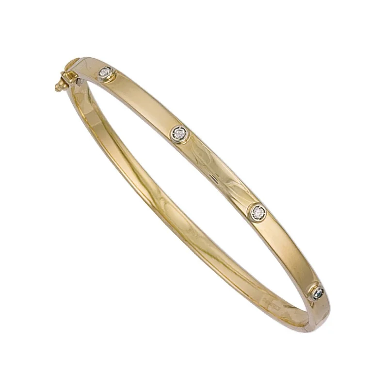 handmade bangles for women -9K Yellow Gold Cubic Zirconia Studded Bangle