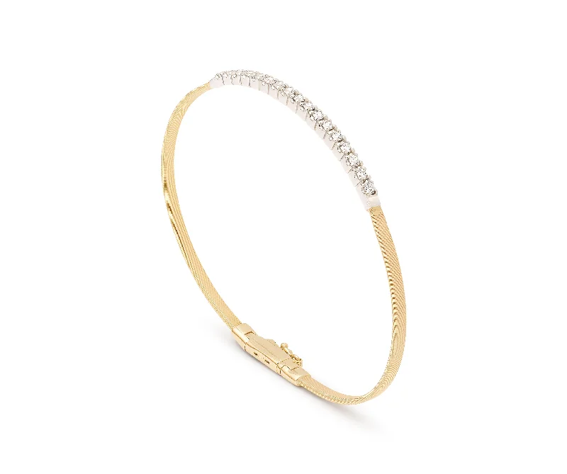 fashion bracelets for women -18K Yellow Gold Small Stackable Bracelet With Diamond Bar