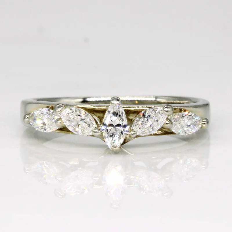 high-end engagement rings -18k Marquise Diamond Band | 0.40ctw | SZ 4.75 |