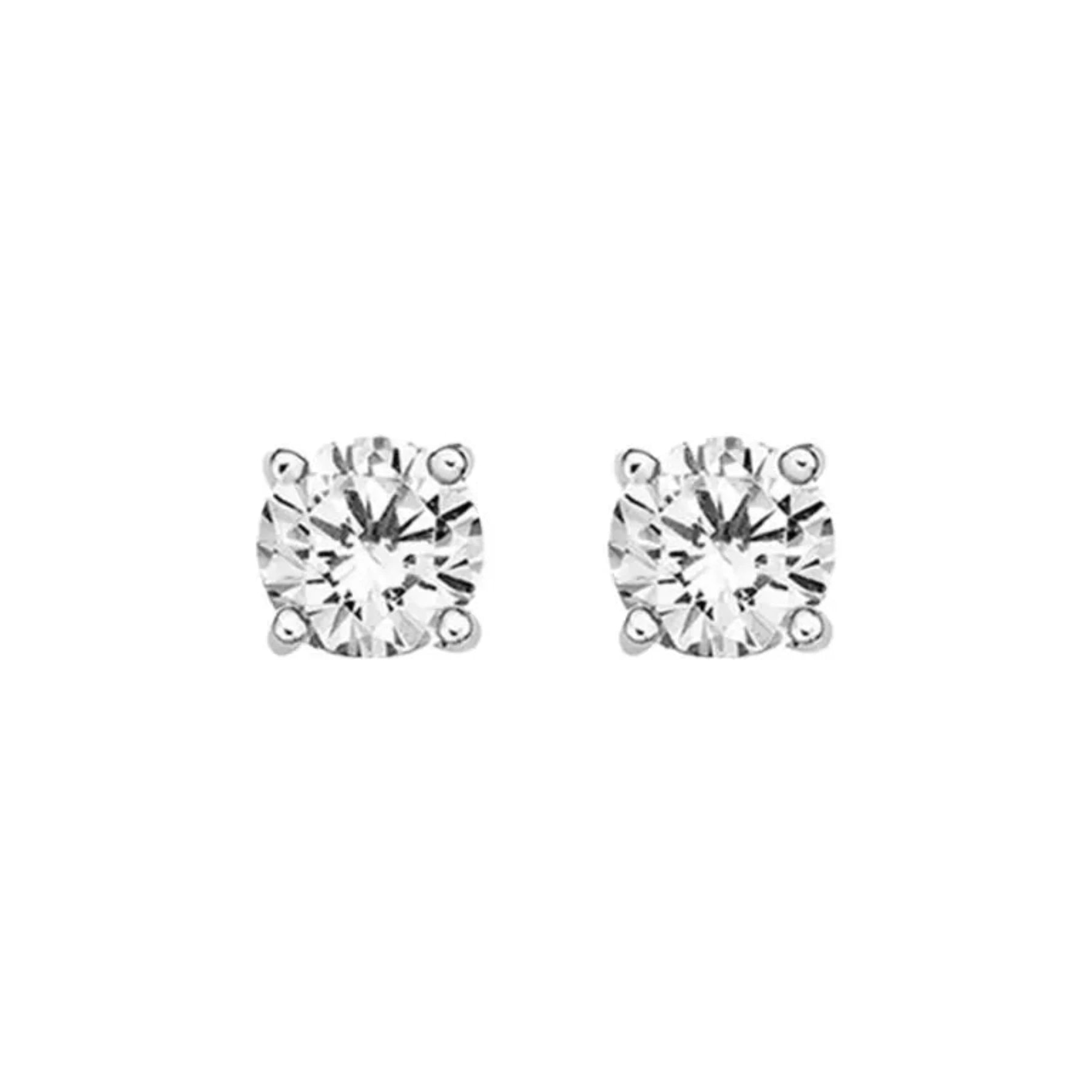 wedding earrings for women -8mm Round Cubic Zirconia Stud Earrings - Sterling Silver