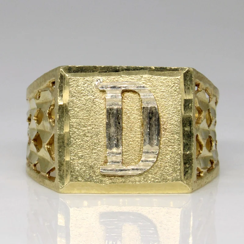 14k Yellow Gold 'D' Initial Ring | SZ 8.25 |