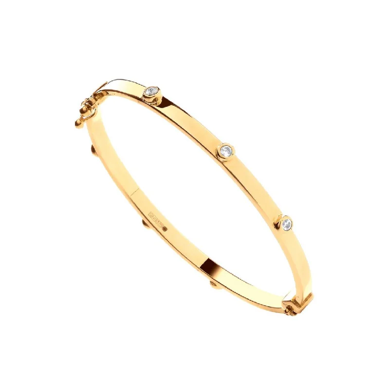 women’s magnetic bracelets -9K Yellow Gold Hollow Cubic Zirconia Baby Bangle