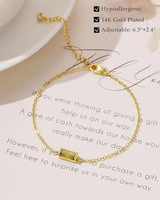 custom bangles for women -Gold Adjustable Chain Bracelets with Birthstone