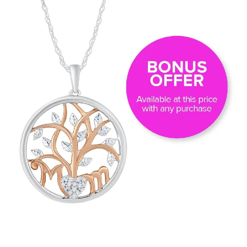 gold necklaces for women -Sterling Silver Diamond Set Mum Tree of Life Necklace