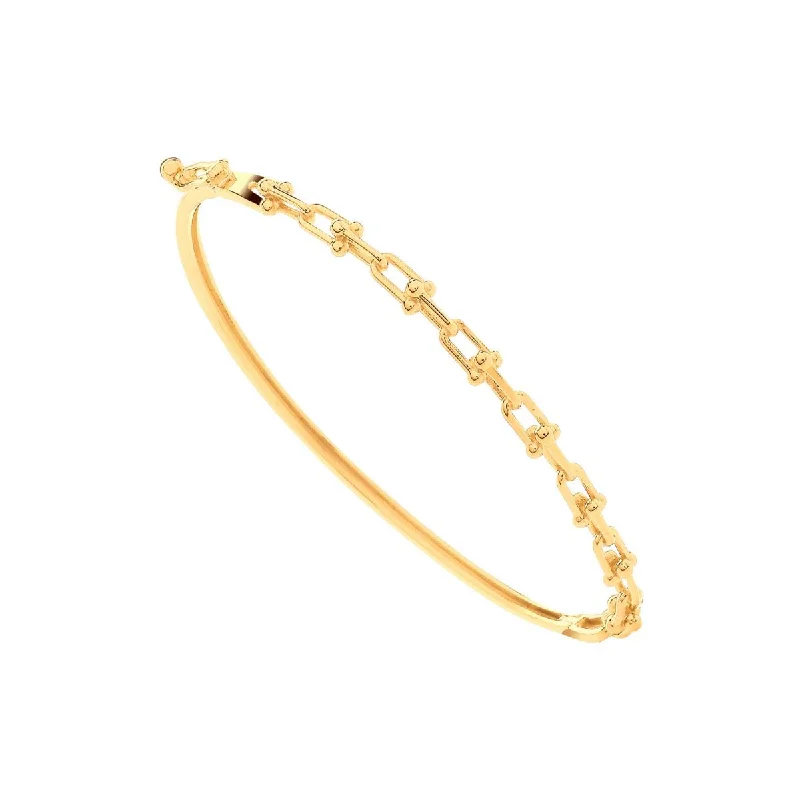 women’s friendship bracelets -9K Yellow Gold Bike Lock Link Bangle