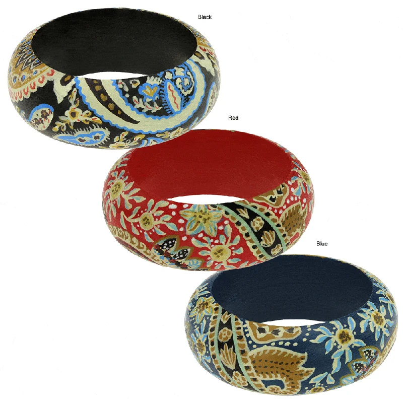 personalized bracelets for women -Painted Paisley Bangle