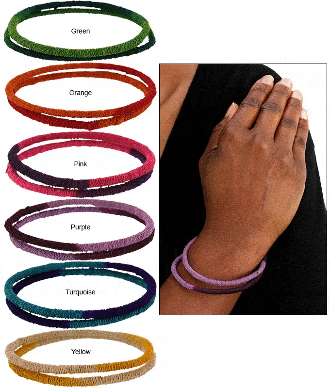 diamond bracelets for women -Dip Dyed Sisal Bangle Set