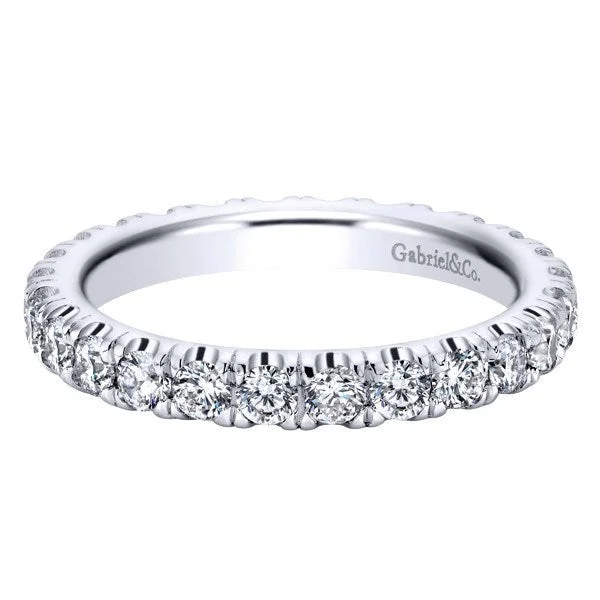 engagement rings with side stones -French Pave Set Eternity Diamond Band 1 Cttw 14K White Gold