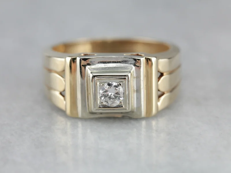 timeless engagement rings for women -Mid Century Men's Diamond Ring