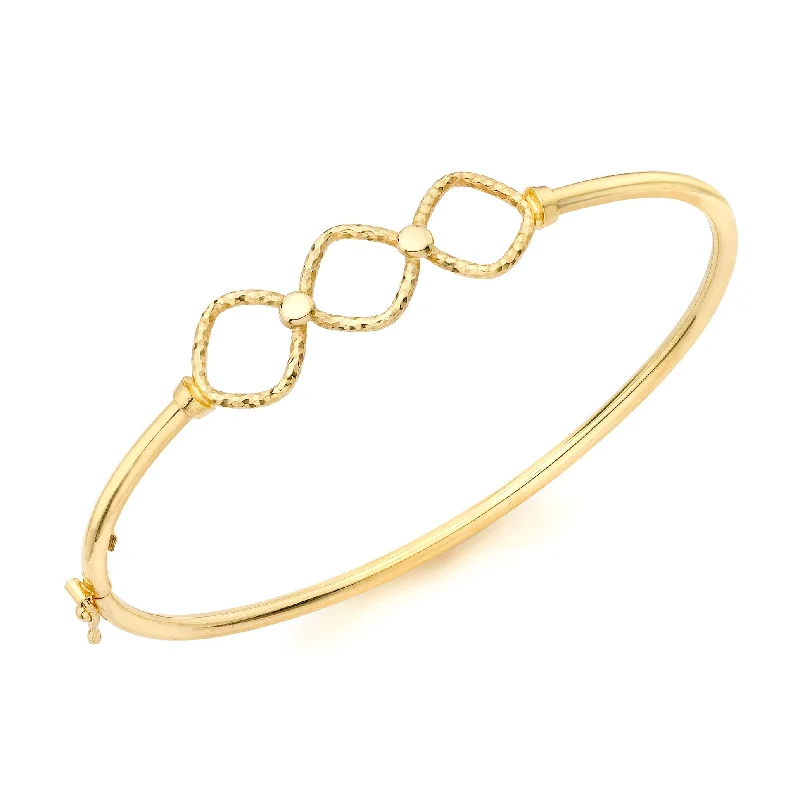 elegant bangles for women -9K Yellow Gold Faceted Triple Ring Bangle