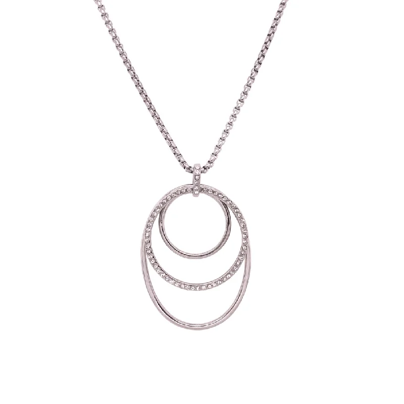 sophisticated necklaces for women -Stainless Steel Crystal Open Oval Necklace