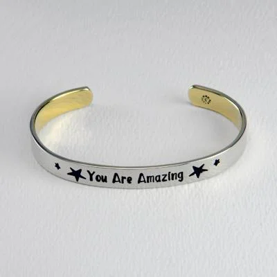 men’s and women’s matching bracelets -You Are Amazing Mixed Metals Cuff Bracelet