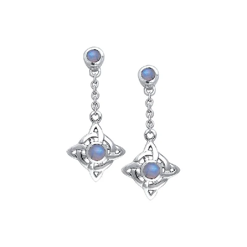 sparkling earrings for women -Wheel Of Being Dangling Earrings with Gem TER046