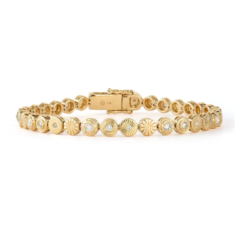 elegant bangles for women -14K Gold Love Explosion Gold Link Diamond Bracelet