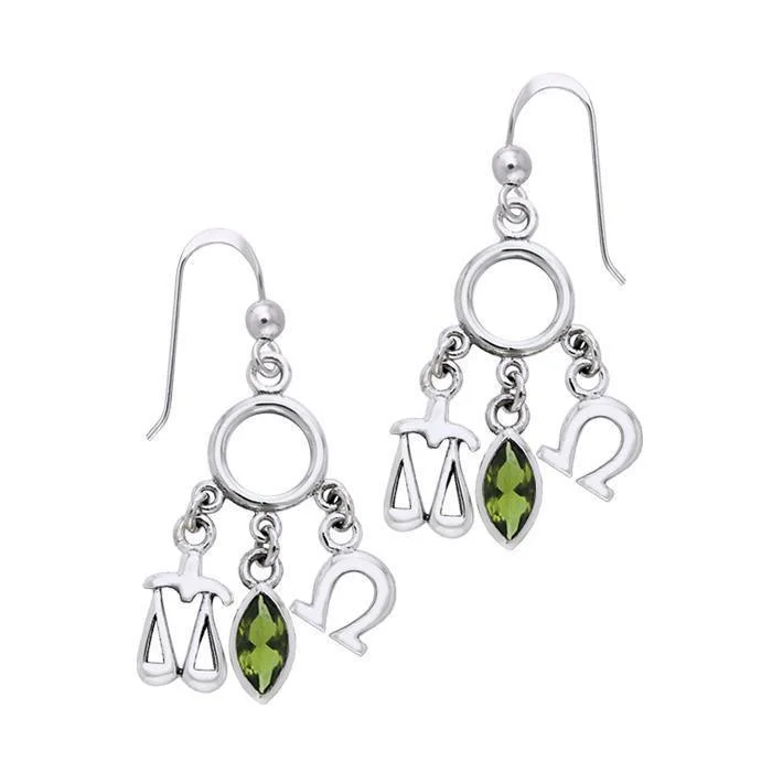 glamorous earrings for women -Libra Zodiac Symbol Silver  Earring TER890