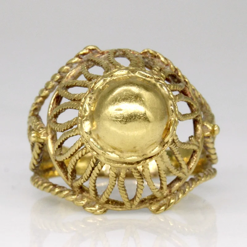 18k Yellow Gold High Set Lattice Ring | SZ 6 |