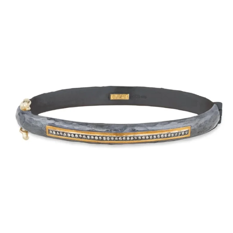 luxury gold bangles for women -24K & Oxidized Silver Stockholm Diamond Bangle