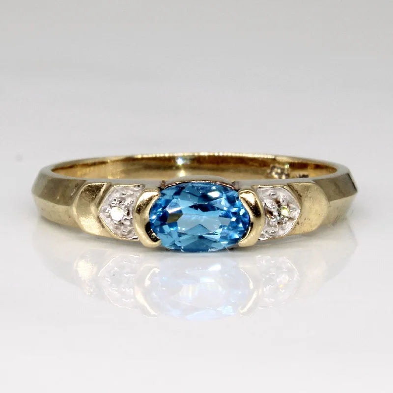 Blue Topaz & Diamond 10K Cocktail Ring | 0.50ct, 0.01ctw | SZ 6.5 |