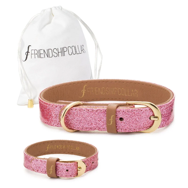 women’s gemstone bangles -The Sparkling Pink Friendship Collar & Bracelet Set