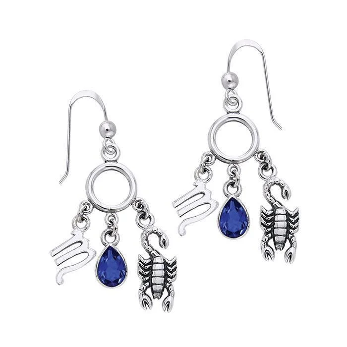 sparkling earrings for women -Scorpio Silver Astrology Earrings TER891