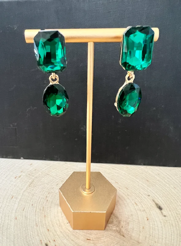 glamorous earrings for women -Emerald Droop Earrings