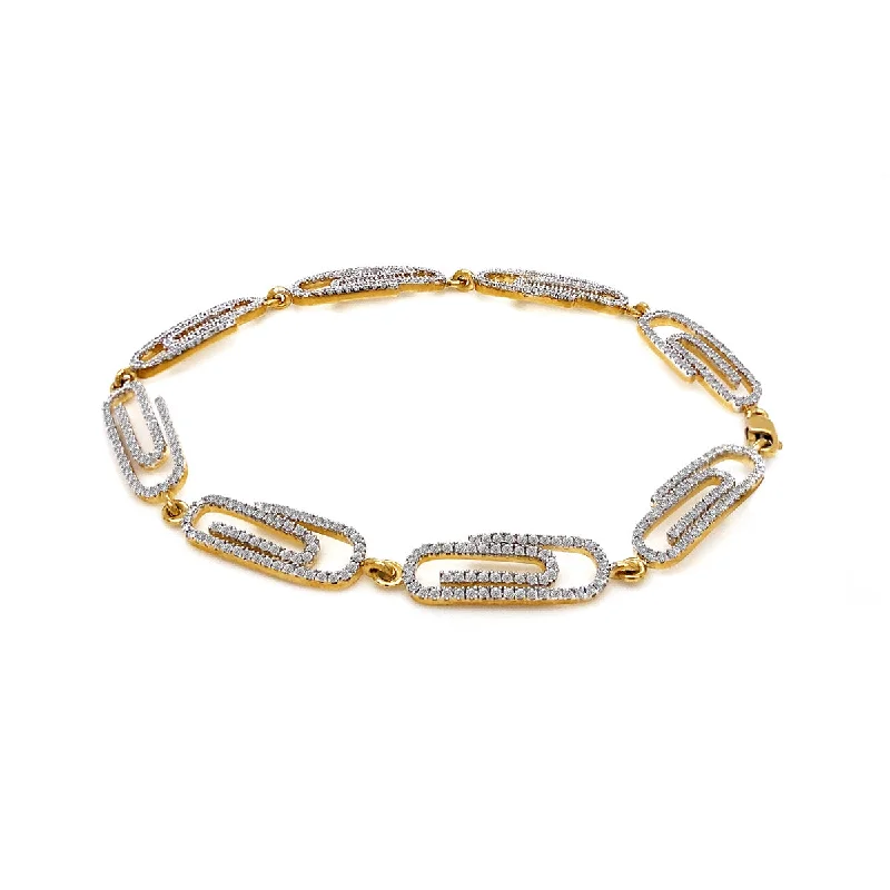 women’s tennis bracelets -18K Yellow Gold 1.80ct Diamond Paperclip Bracelet 7.5"