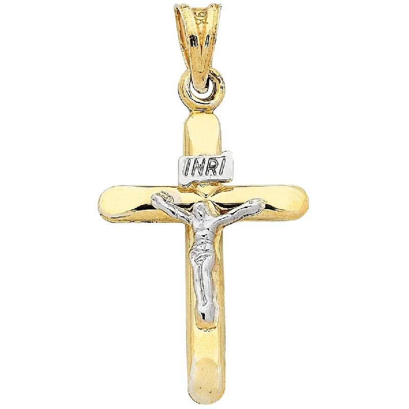 crystal necklaces for women -9ct Yellow Gold Silver Infused White Gold Crucifix Cross Pendant