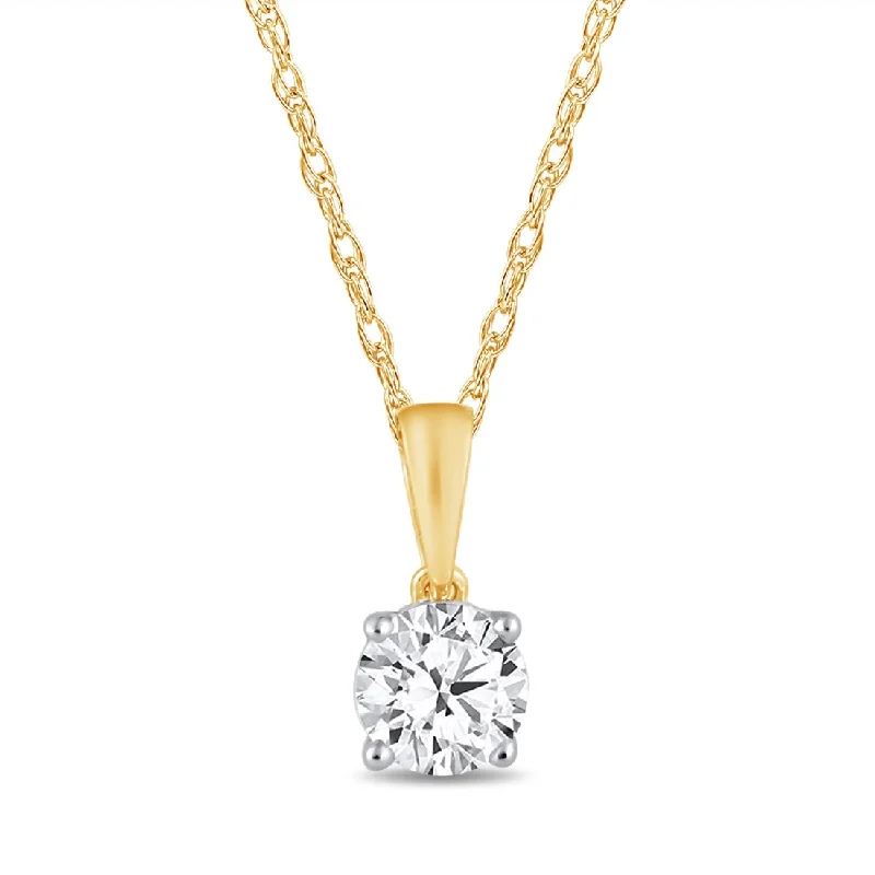 crystal charm necklaces for women -Tia 0.30ct Solitaire Diamond Necklace in 9ct Yellow Gold