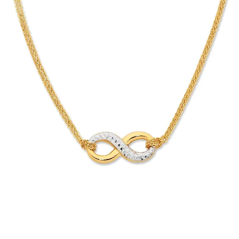 double chain necklaces for women -9ct Two Tone Silver Infused Infinity Necklace