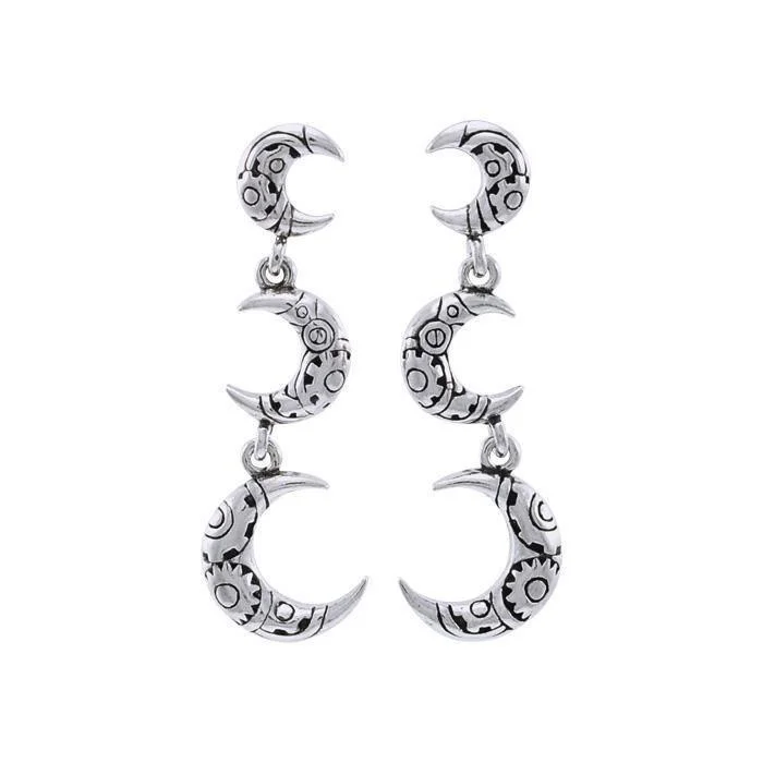 elegant pearl earrings for women -Steampunk Silver Earring TER1372