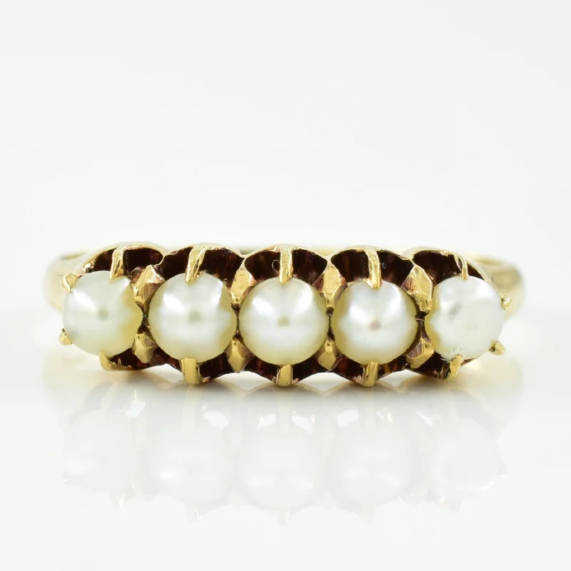 Five Stone Pearl Ring | 1.25ctw | SZ 5 |