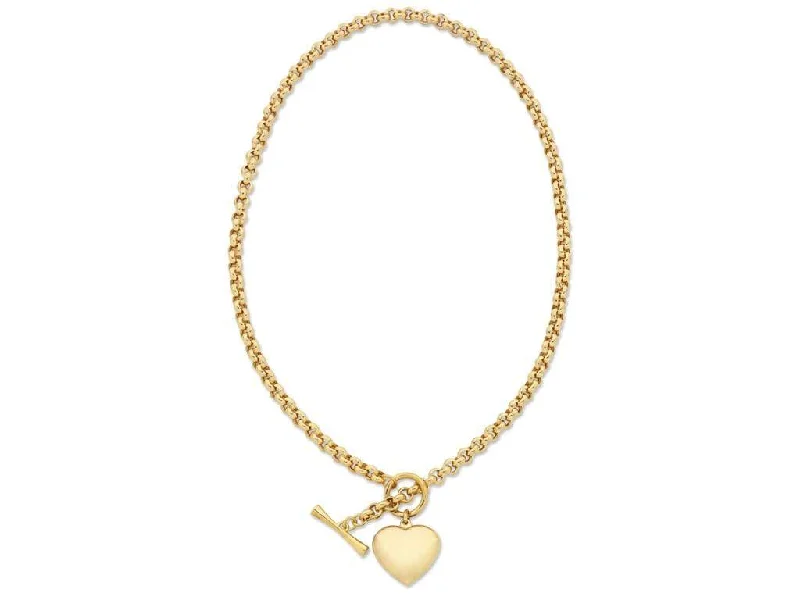 personalized necklaces for women -9ct Yellow Gold Silver Infused Belcher Heart FOB Necklace