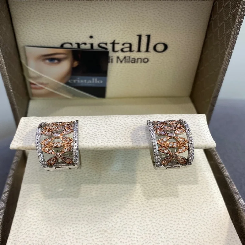 heart-shaped earrings for women -Cristallo Di Milano Earrings - Sterling Silver