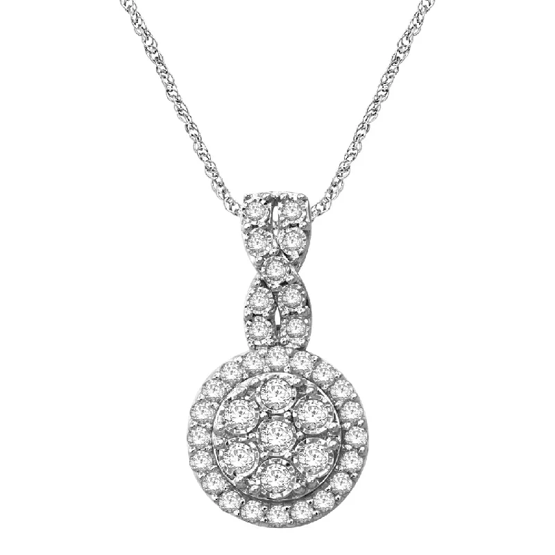 sophisticated necklaces for women -Sterling Silver 1.00ct Diamond Brilliant Illusion Cluster Necklace