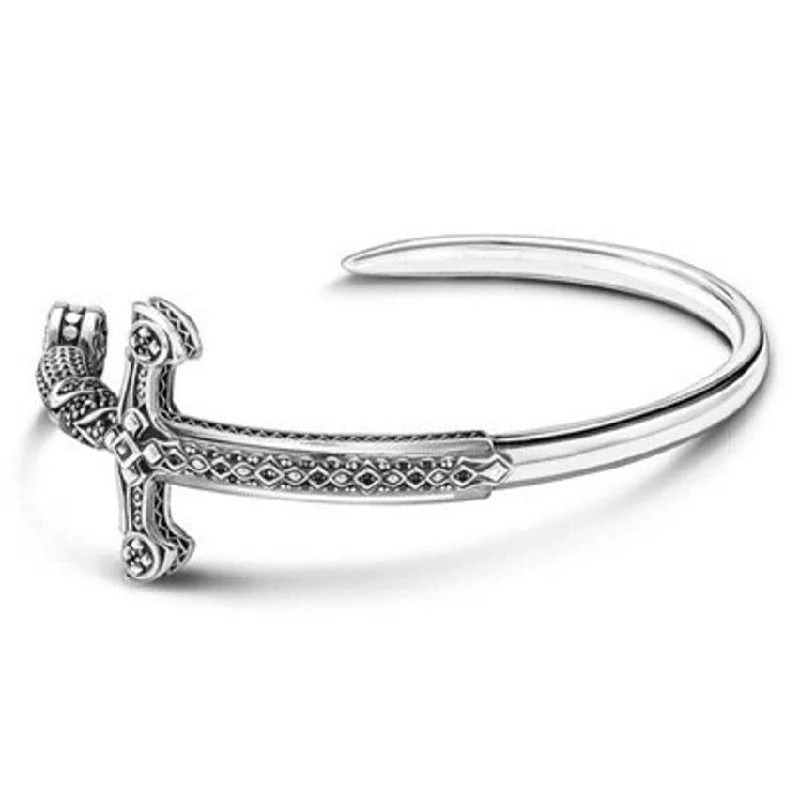 designer bracelets for women -European Style Cross Sword Punk Bangle Bracelet