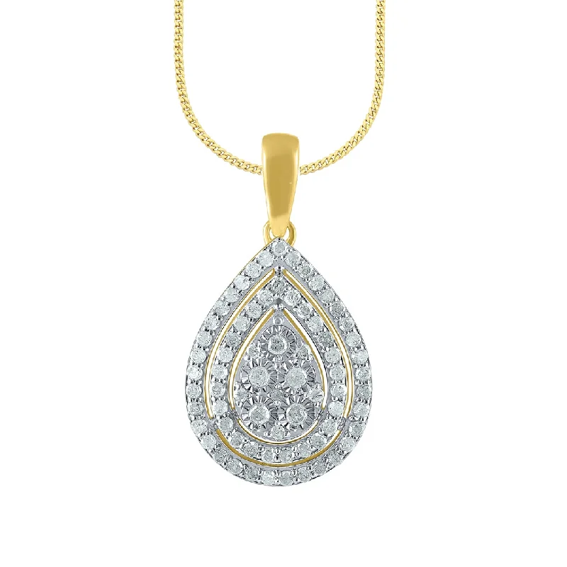 birthday gift necklaces for women -9ct Yellow Gold 0.50ct Pear Diamond Pendant