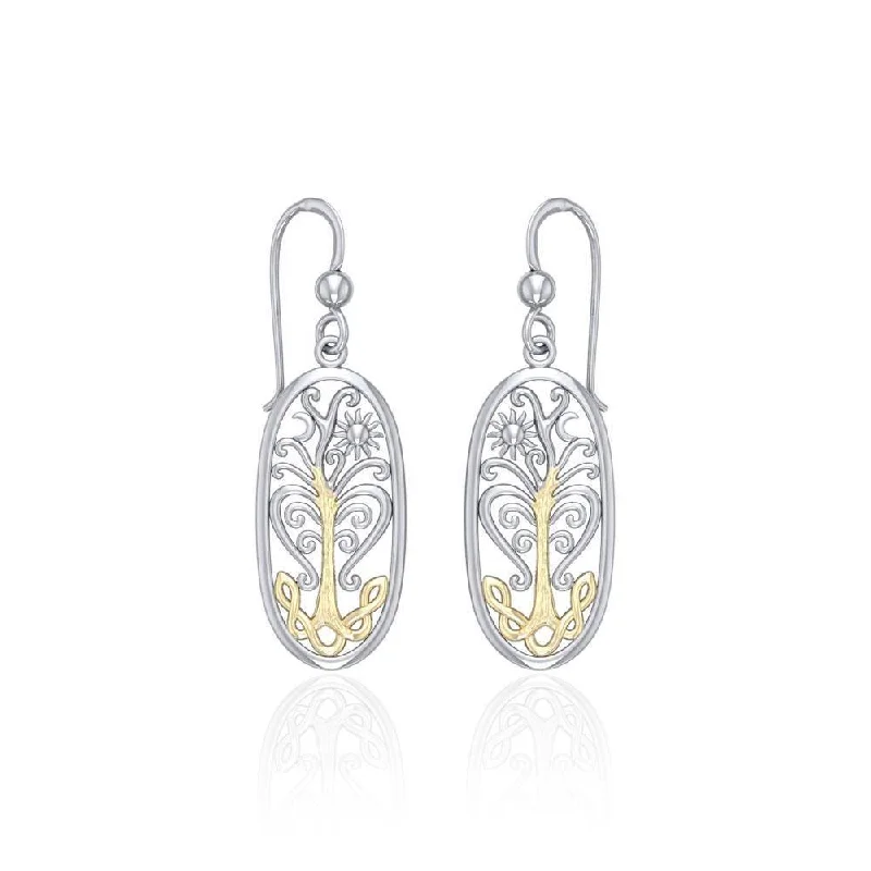 large hoop earrings for women -Worthy of the Golden Tree of Life Sterling Silver With 14K Gold Accent Earrings TEV2795