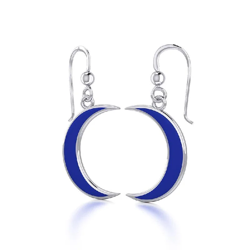 custom earrings for women -Wish Upon the Enchanting Silver Crescent Moon with Inlaid Earrings TER1743