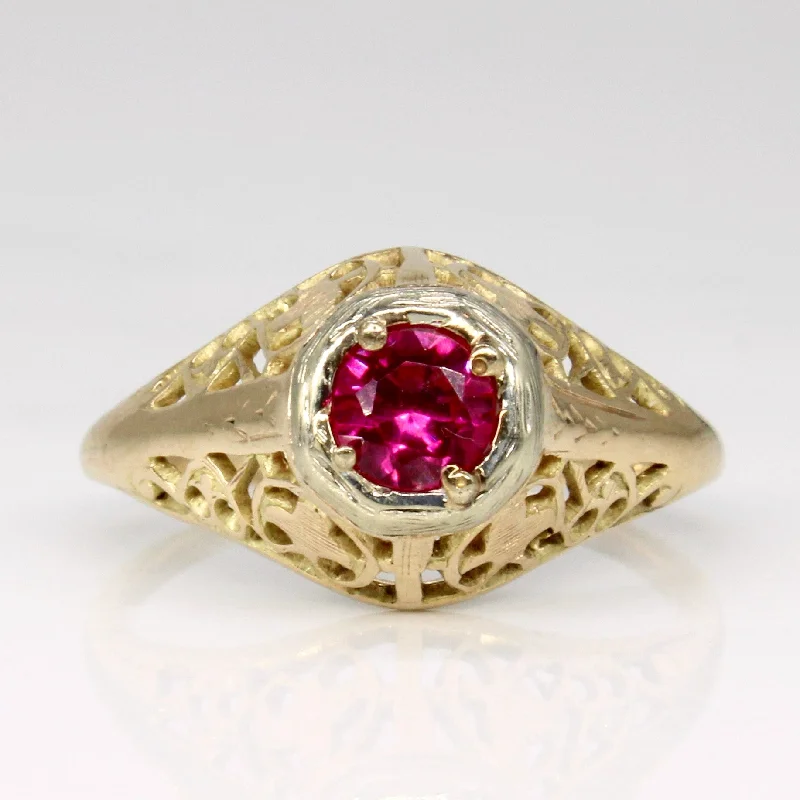 Vintage High Set Synthetic Ruby Ring | 0.40ct | SZ 5.75 |