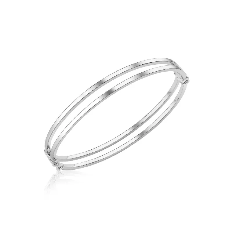 wedding bangles for women -9K White Gold Double Row Bangle