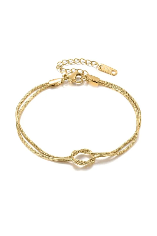 engraved bracelets for women -Gold Love Knot Snake Chain Bracelets