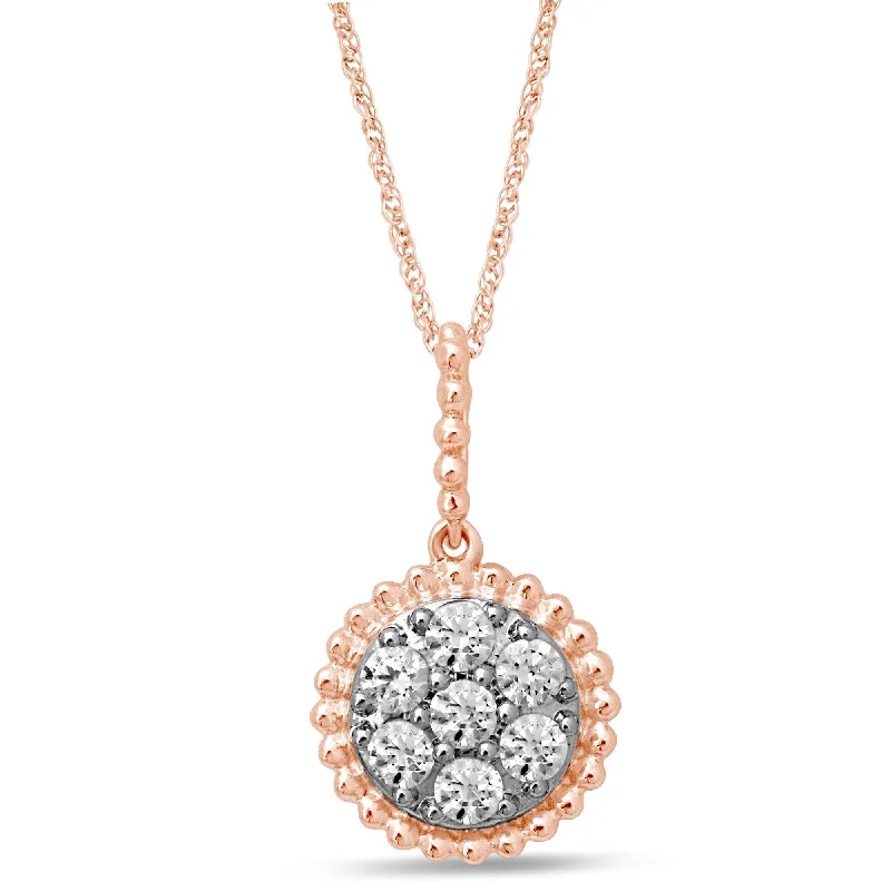 luxury fashion necklaces for women -Brilliant Cluster Necklace with 0.35ct of Diamonds in 10ct Rose Gold