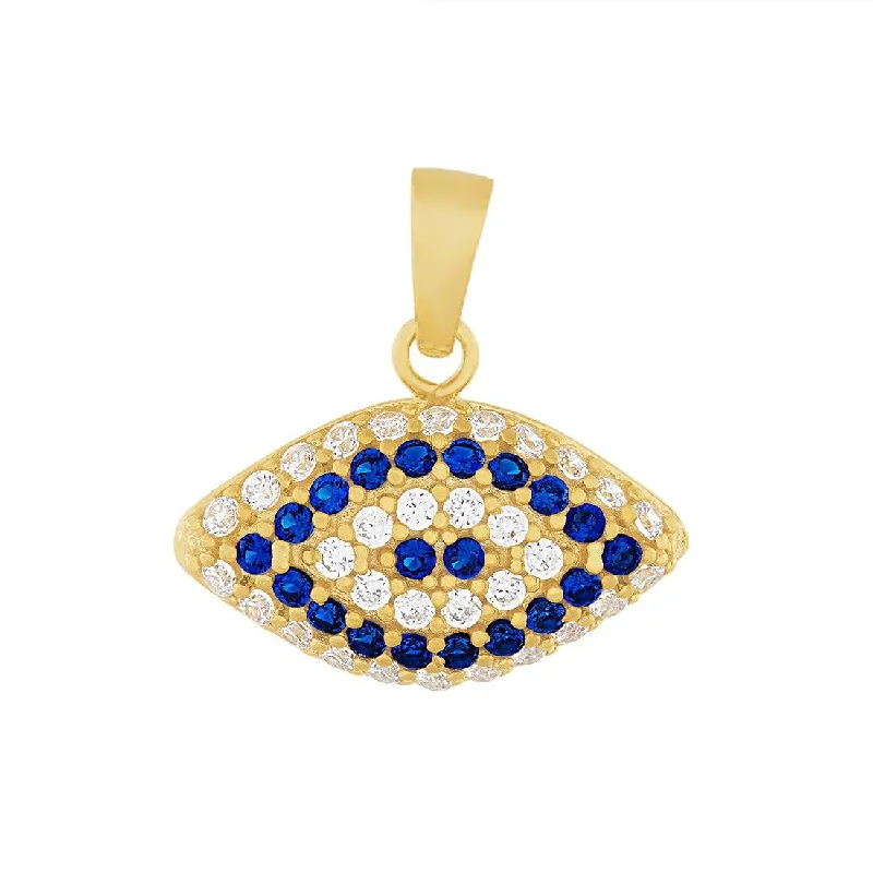 sapphire necklaces for women -9ct Yellow Gold Silver Infused Evil Eye Charm