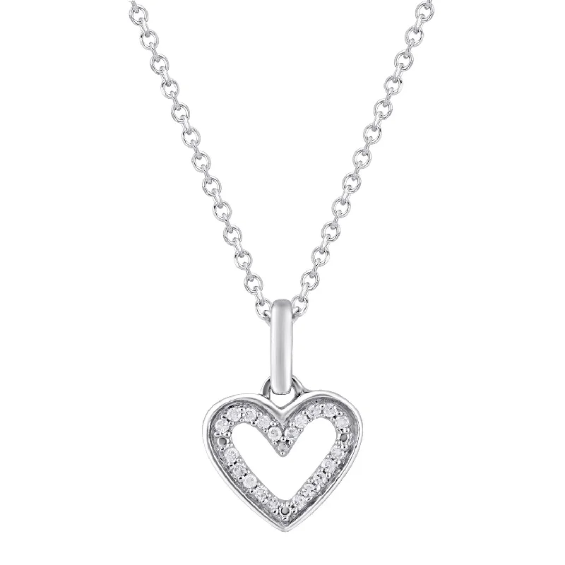 designer choker necklaces for women -Mirage Diamond Set Open Heart Necklace in Sterling Silver