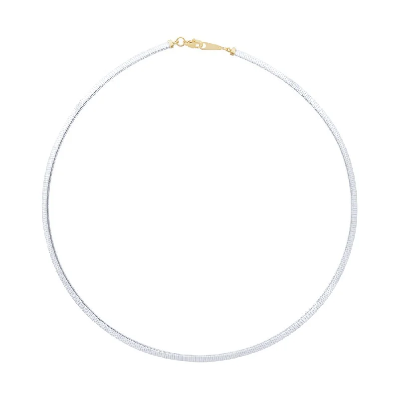 elegant pendant necklaces for women -9ct Yellow Gold Silver Infused Two Tone Omega Necklace